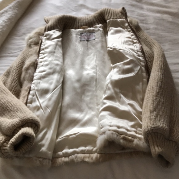Genuine rabbit fur ecru jacket - Picture 5 of 7